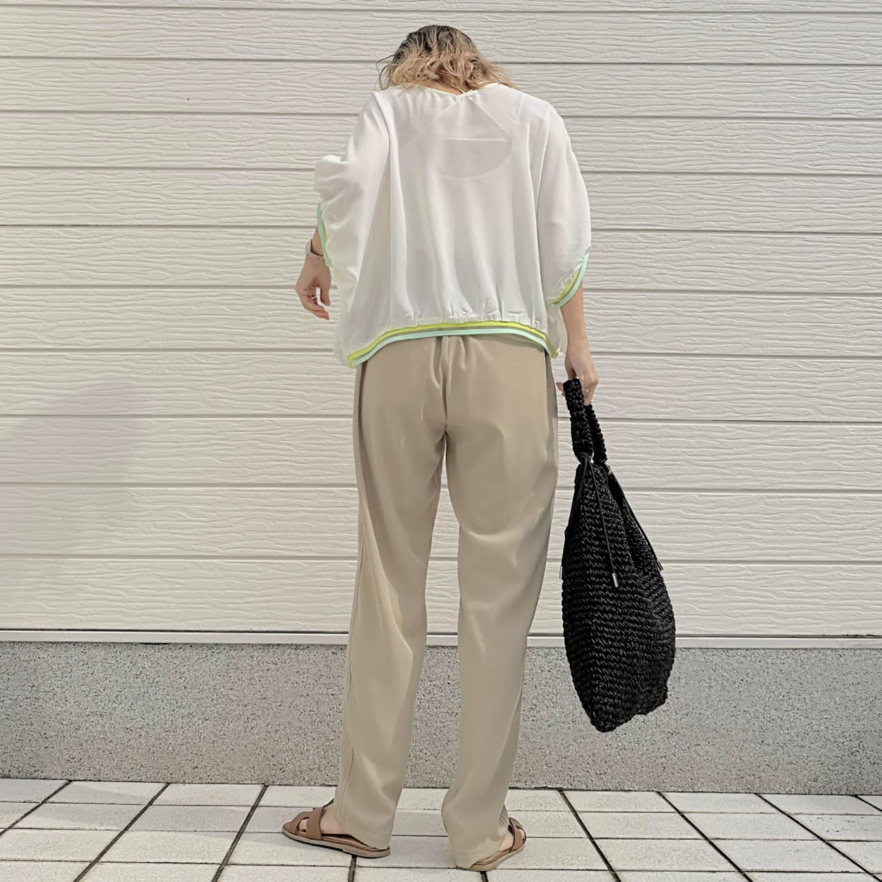 リブヘムライントップス ホワイト Free