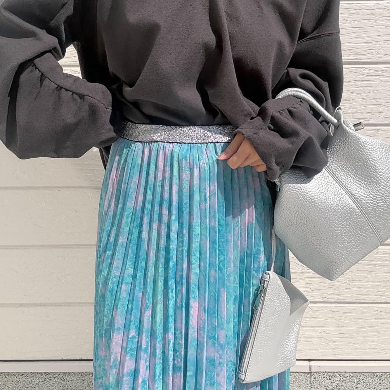 ニュアンスカラープリーツスカート ブルー Free