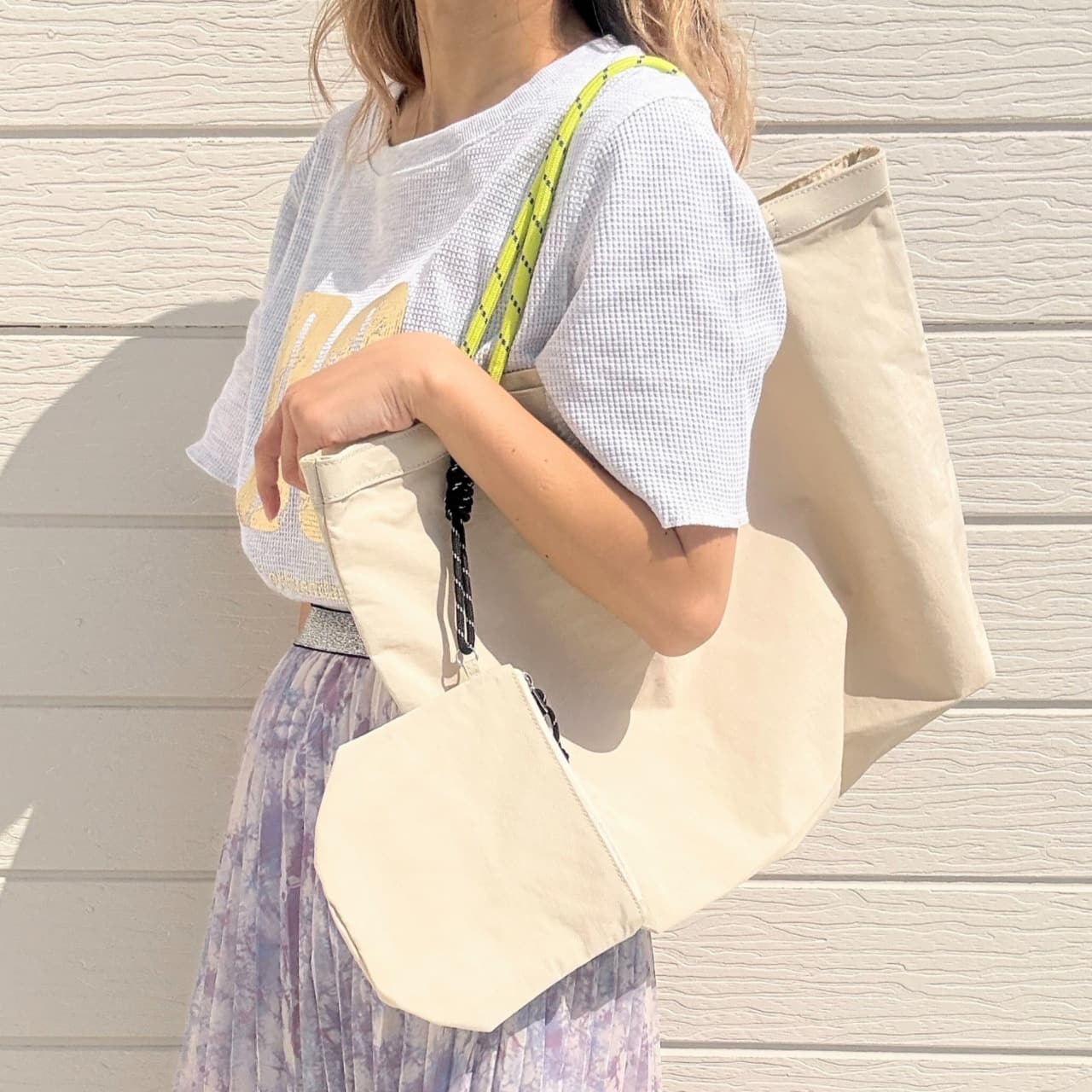 ナイロンパッカブルトート アイボリー Free