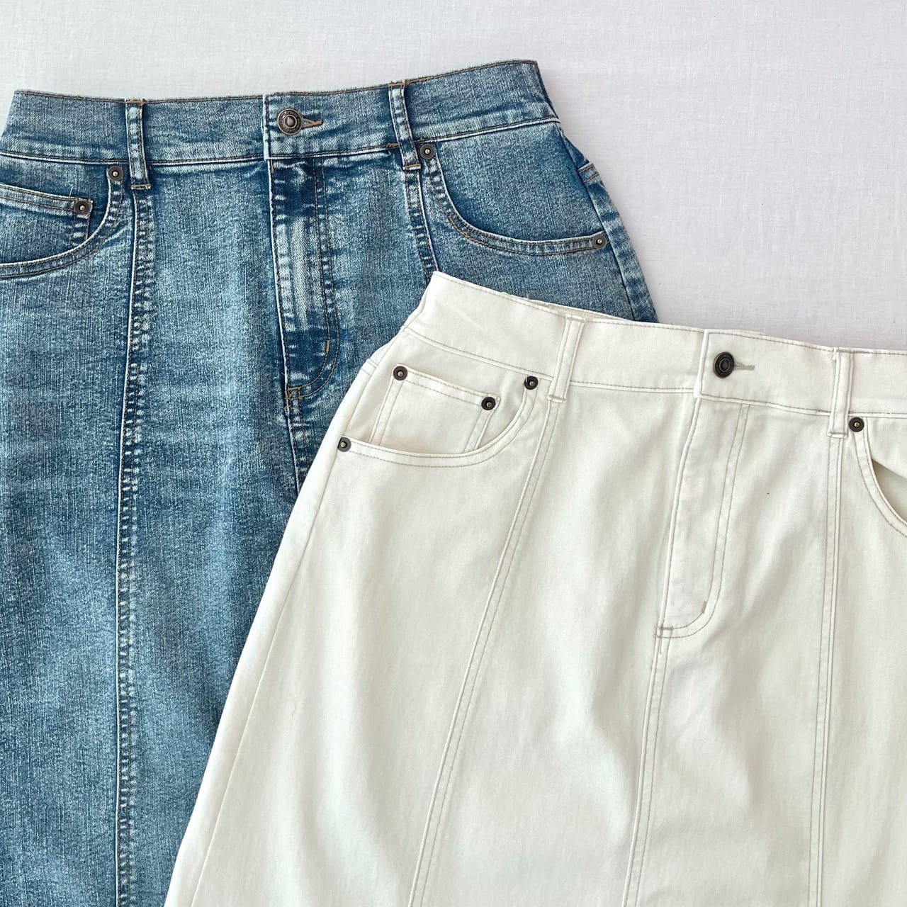 ストレッチデニムナロースカート ホワイト Free