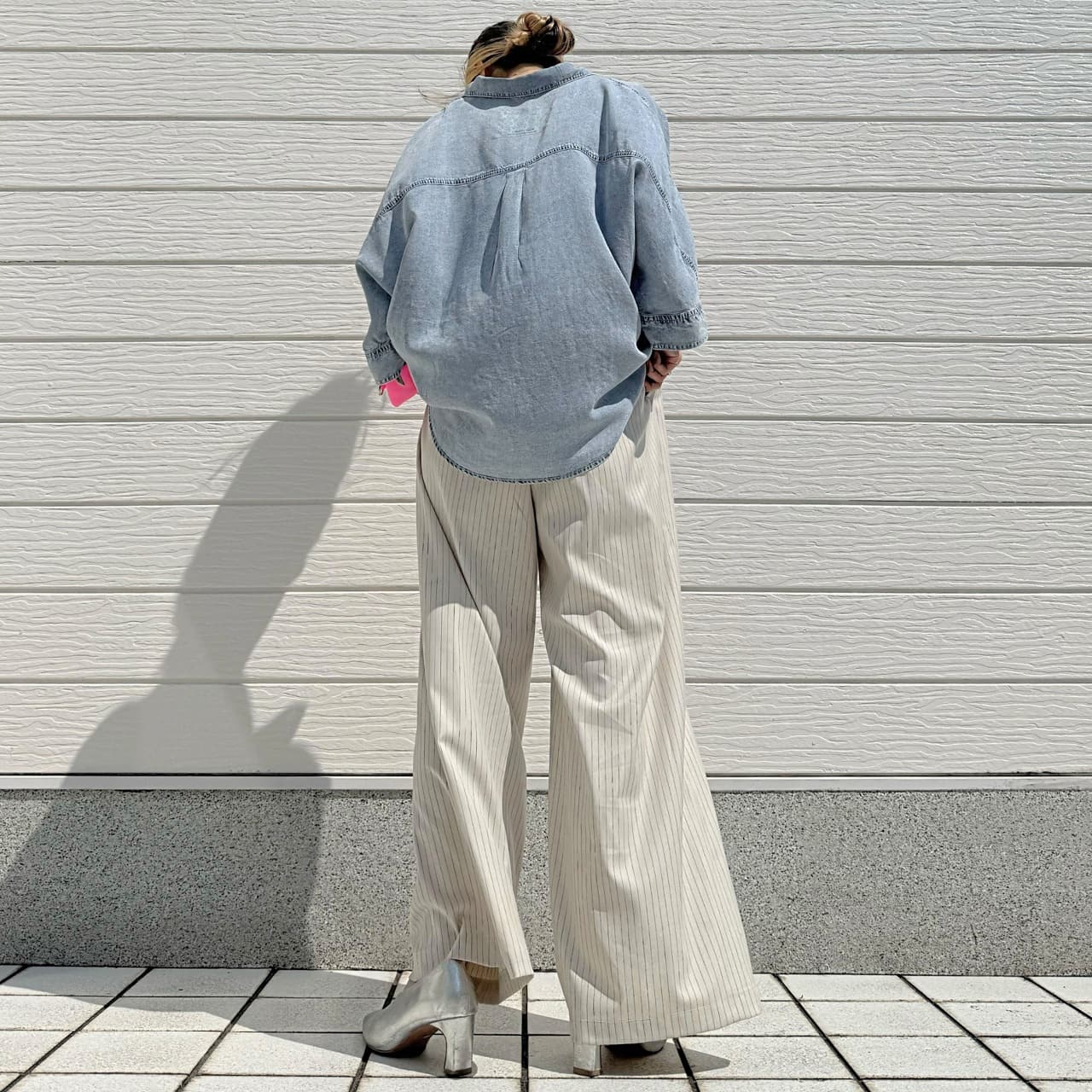 Qバックモノグラムテンセルデニムシャツ ブルー Free