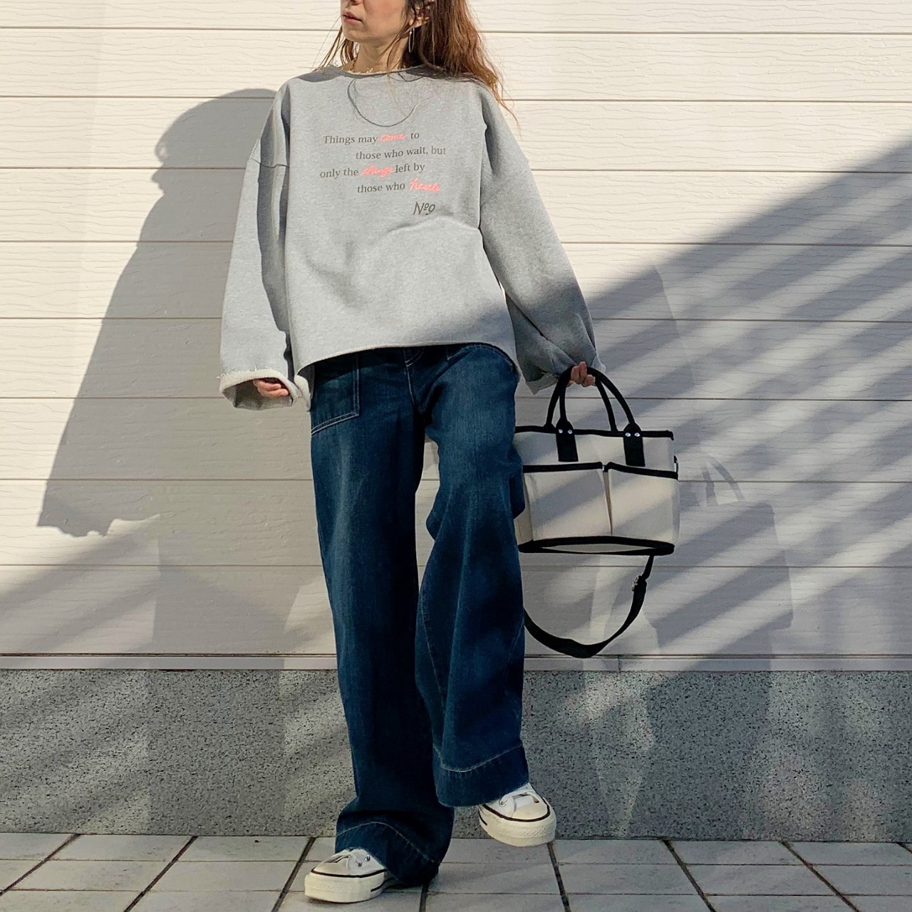 裏毛ロゴトレーナー アイボリー Free