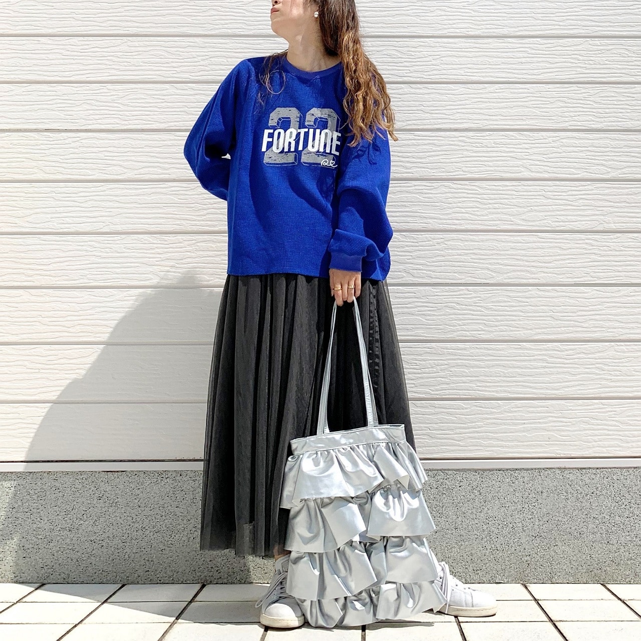 ワッフルボリュームトップス アイボリー Free