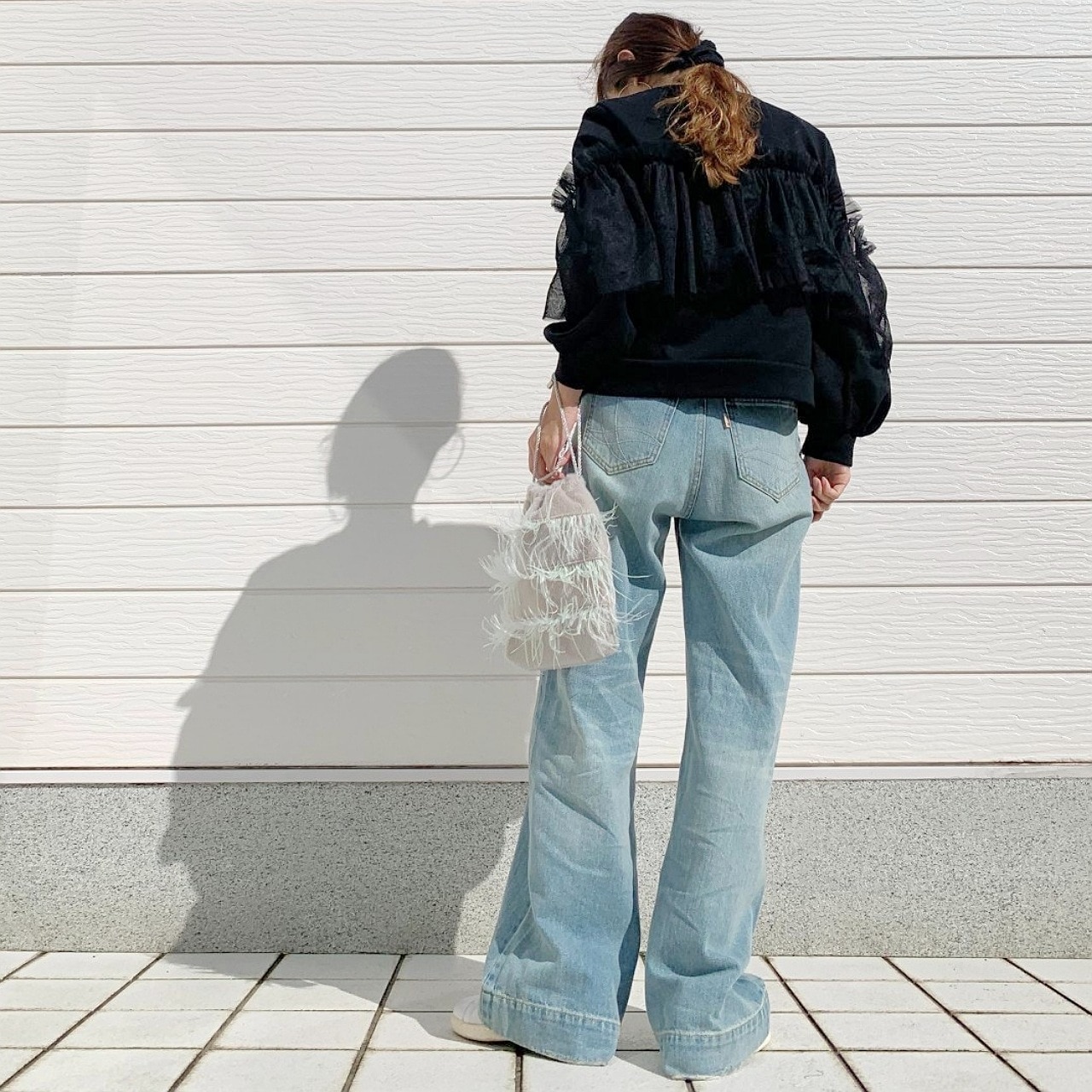 ミニ裏毛フリルトップス ベージュ Free