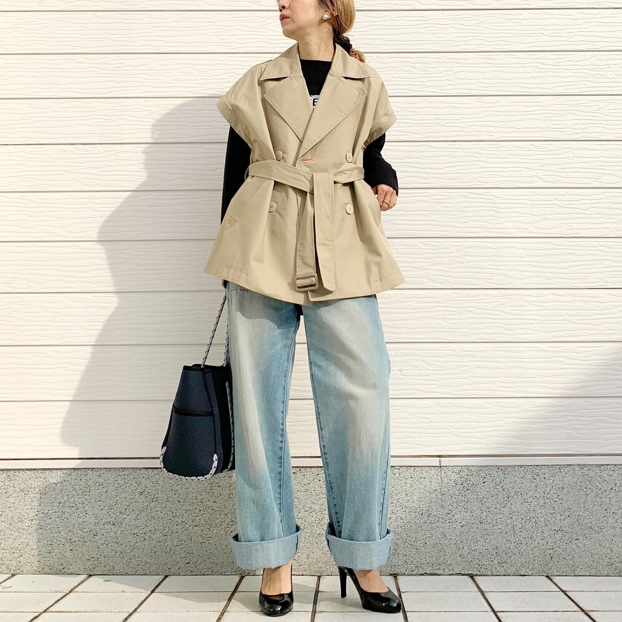 2wayショートトレンチ ブルー Free