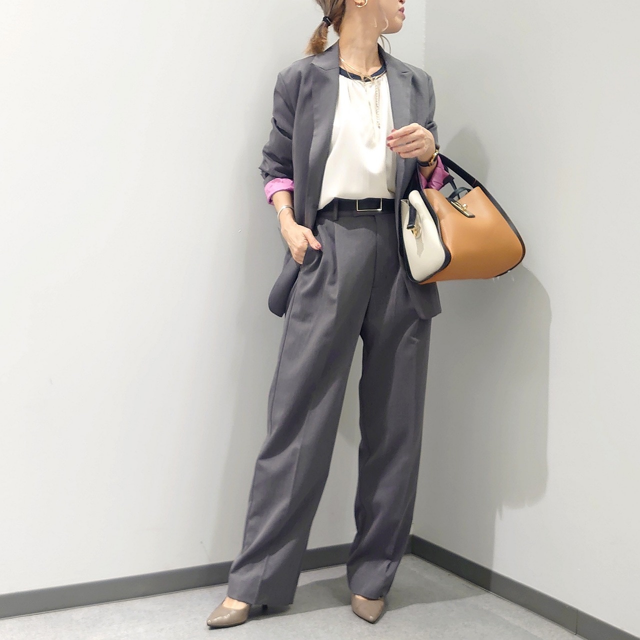 【セットアップ対応アイテム】TRストレッチストレートパンツ ライトベージュ Free