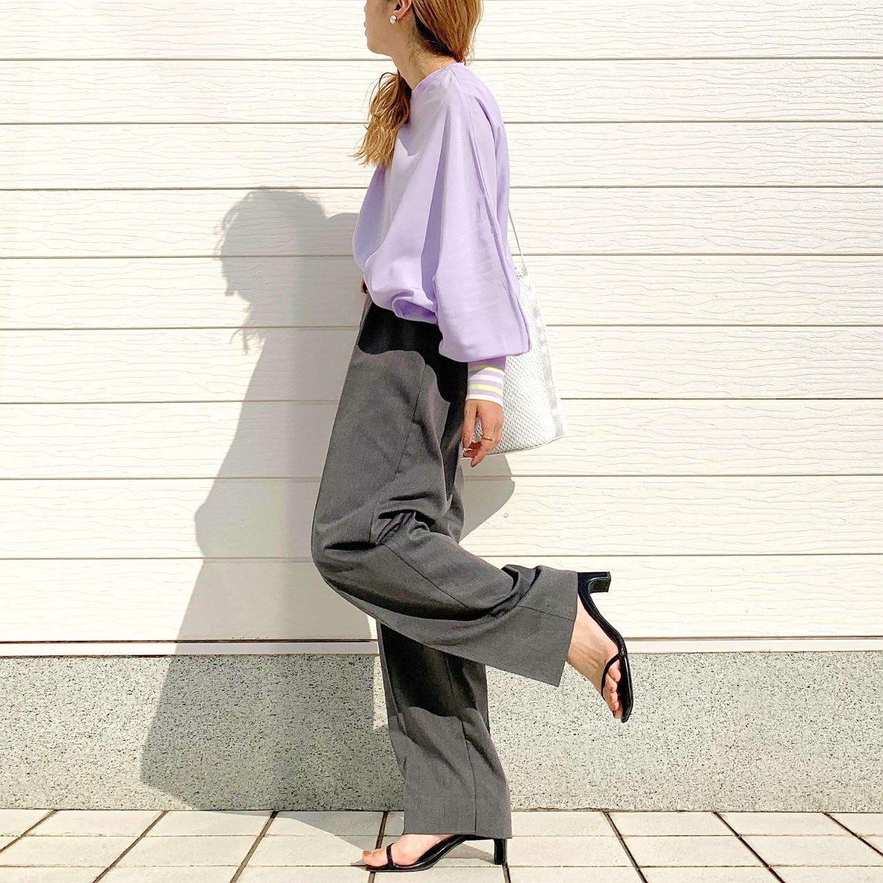 ドルマンリブブラウス ラベンダー Free