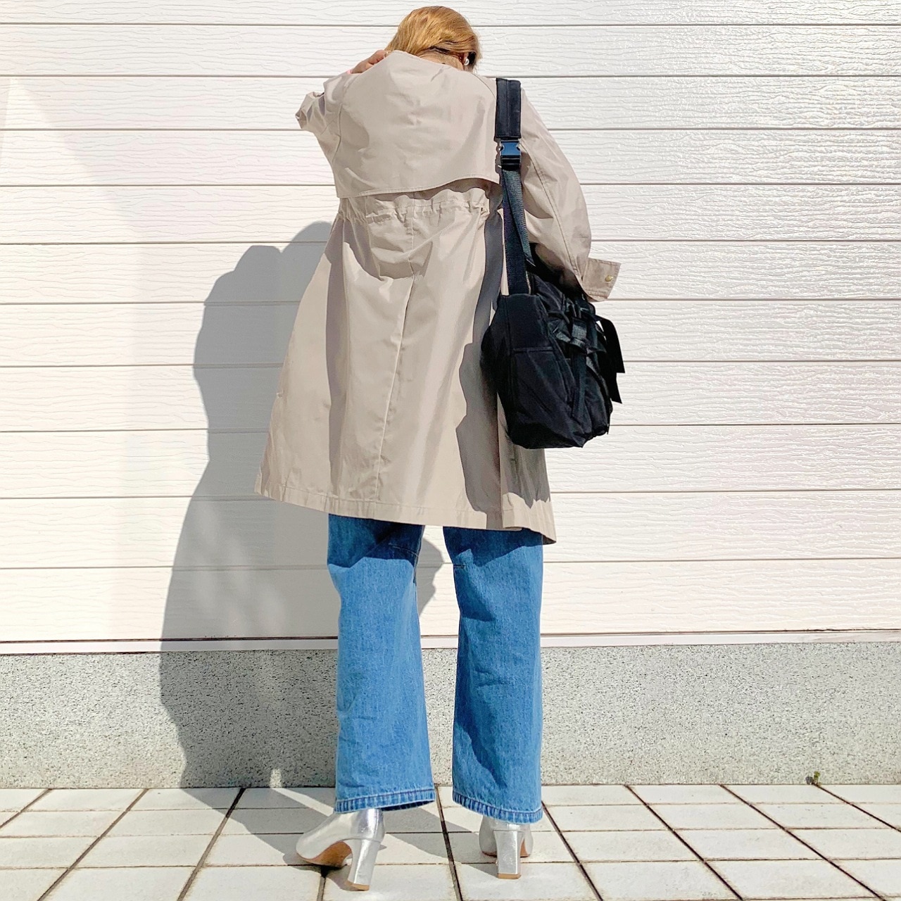 ノーカラードット釦コート ベージュ Free