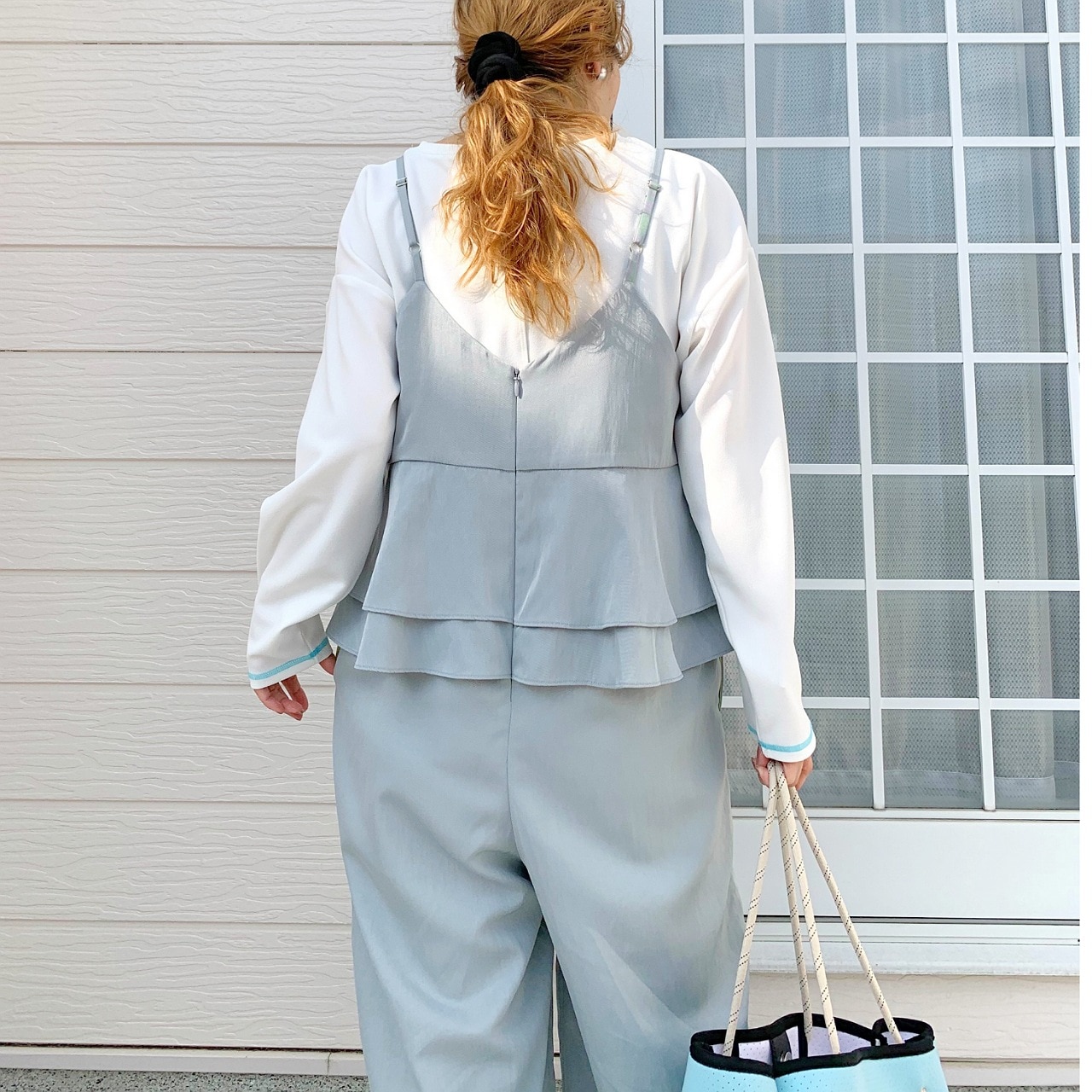 バックフリルキャミサロペット ライトブルー Free