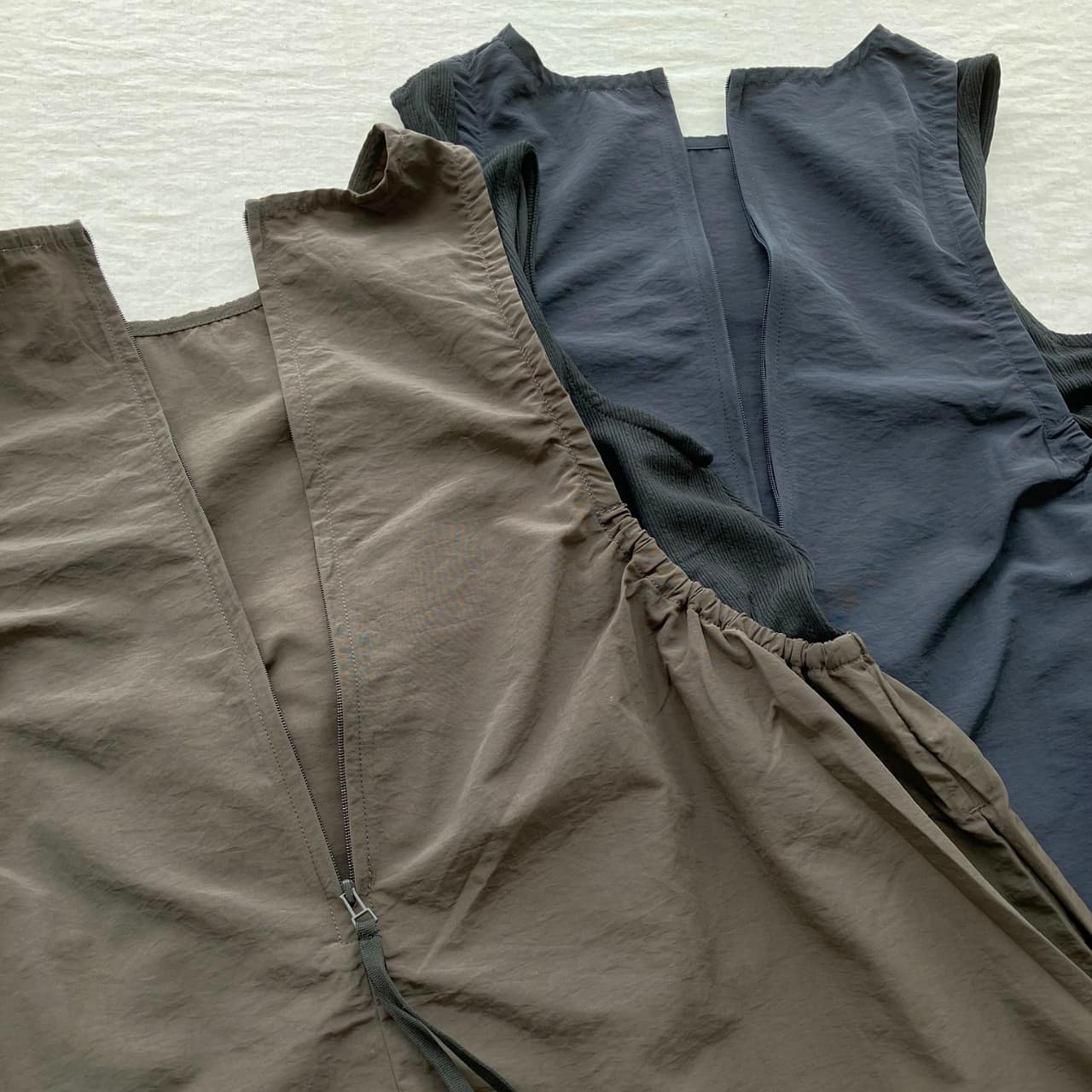 リブ付きワンピース ブラウン Free