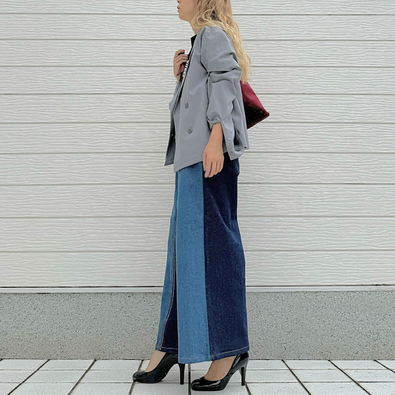 ダブルブレストバイカラージャケット キャメル Free