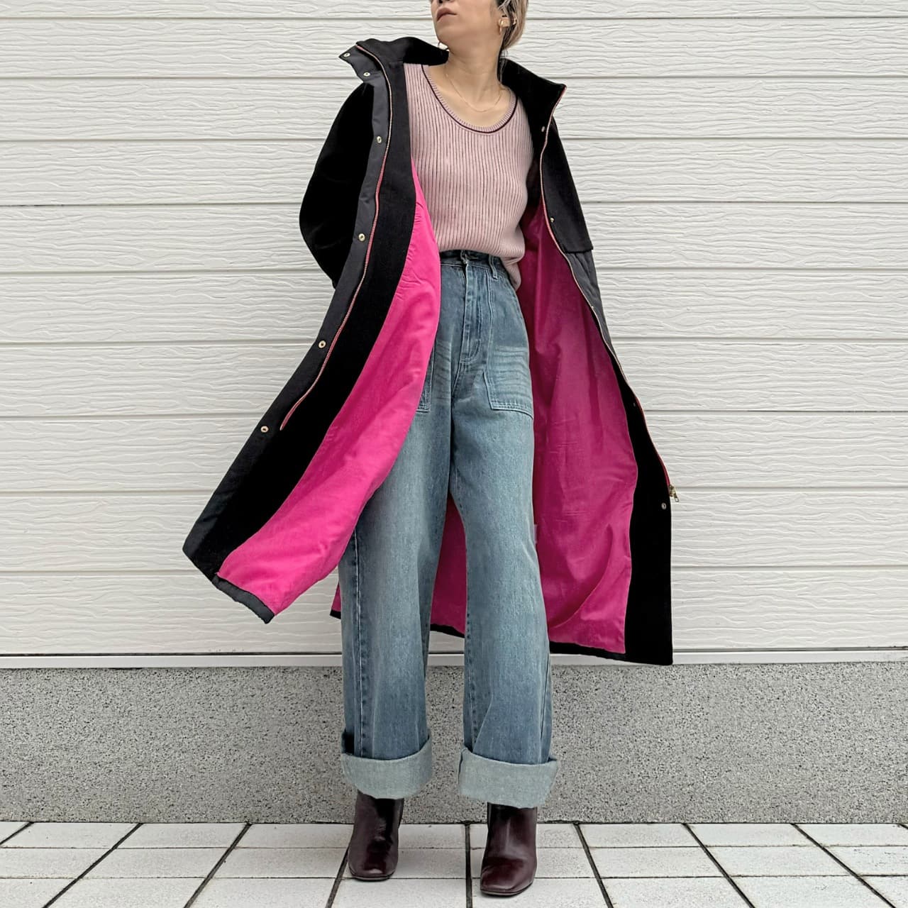 キルトオーバーコート アイボリー Free