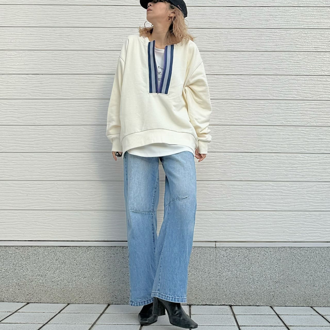 ハーフZipトレーナー ブラック Free