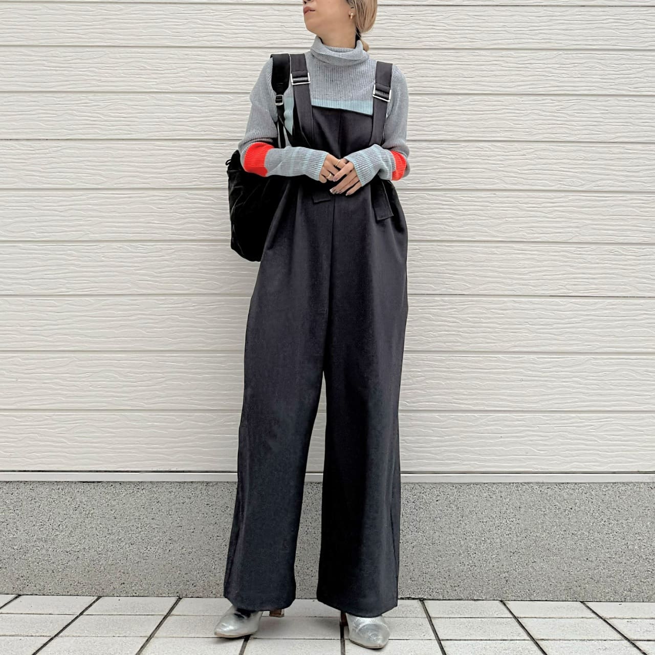 リブタートルカラーニット ブラック Free