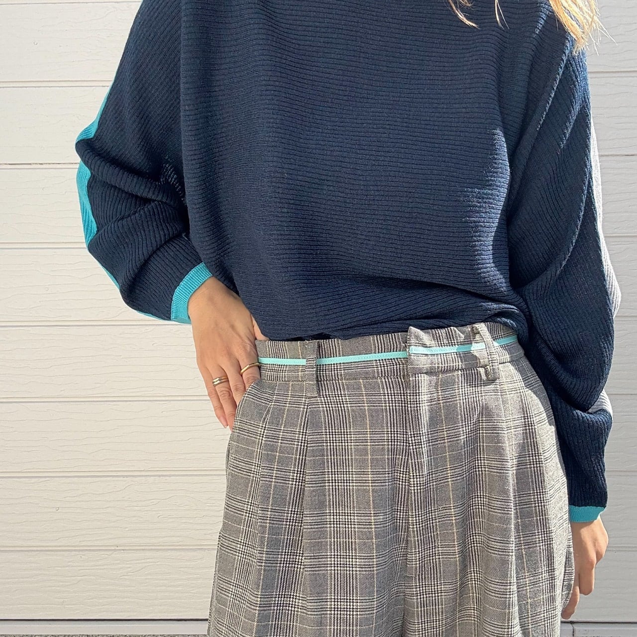 グログランラインチェックパンツ ブラウン Free