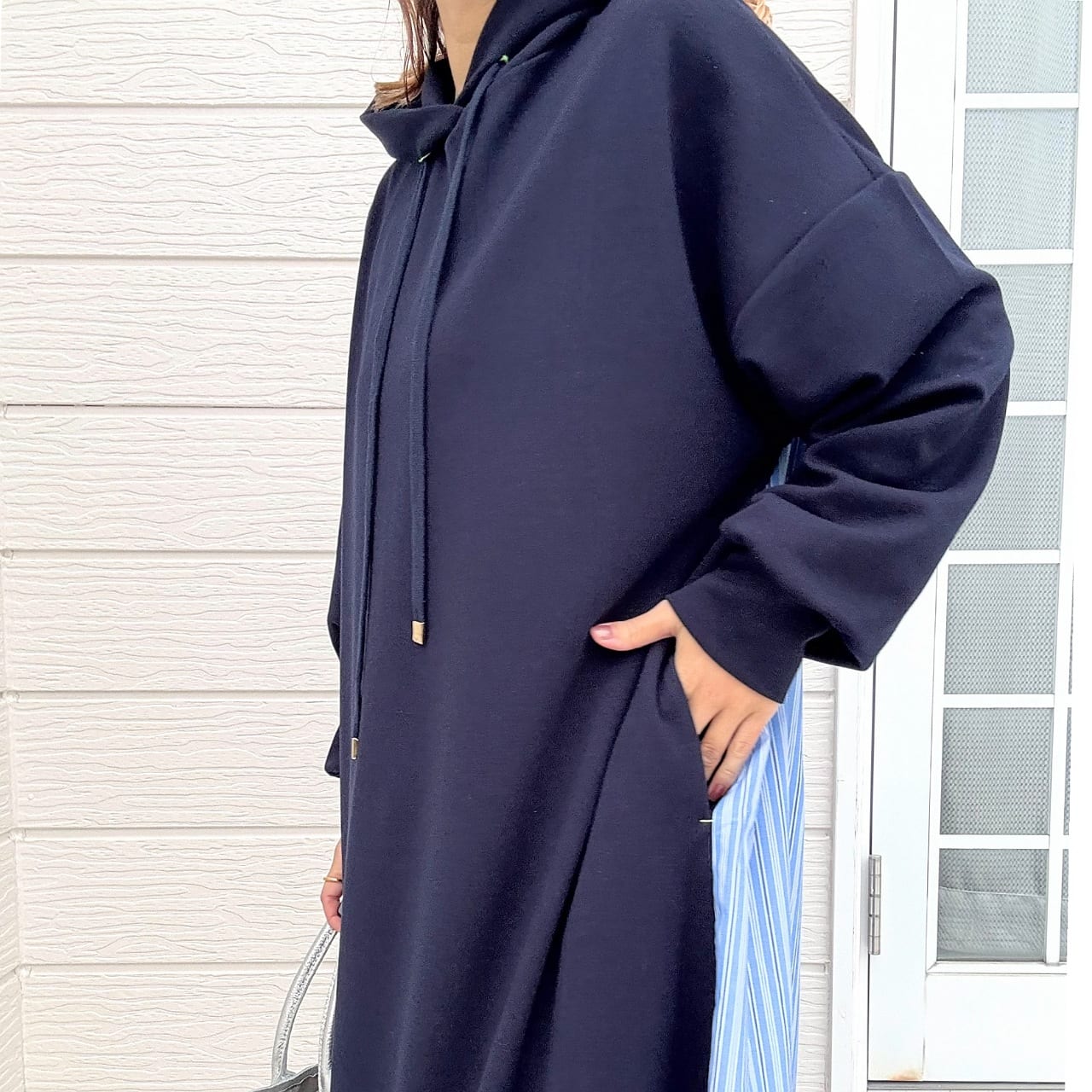 フーディーシャツドッキングワンピース アイボリー Free