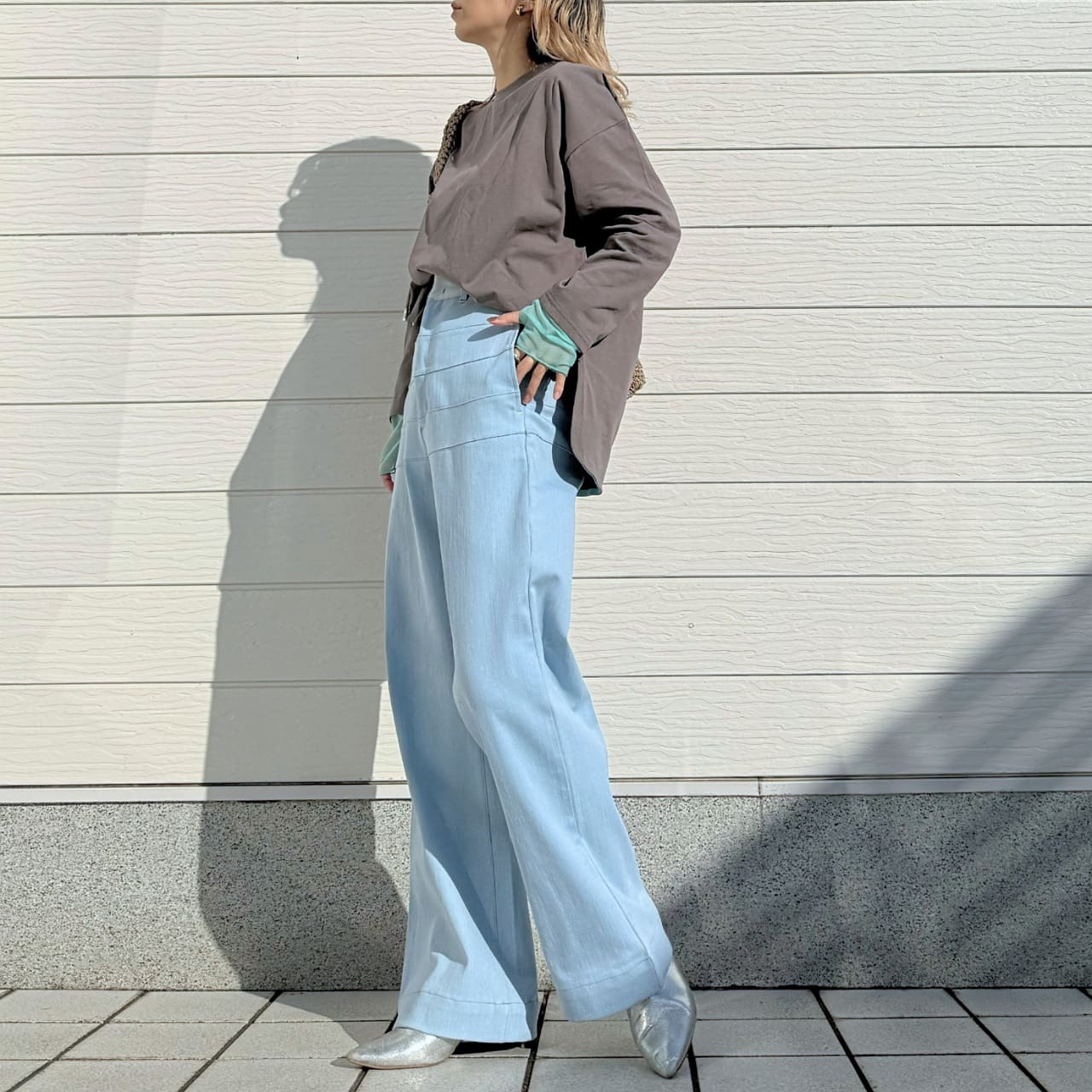 ボーダーラインデニムパンツ ブルー S(36)