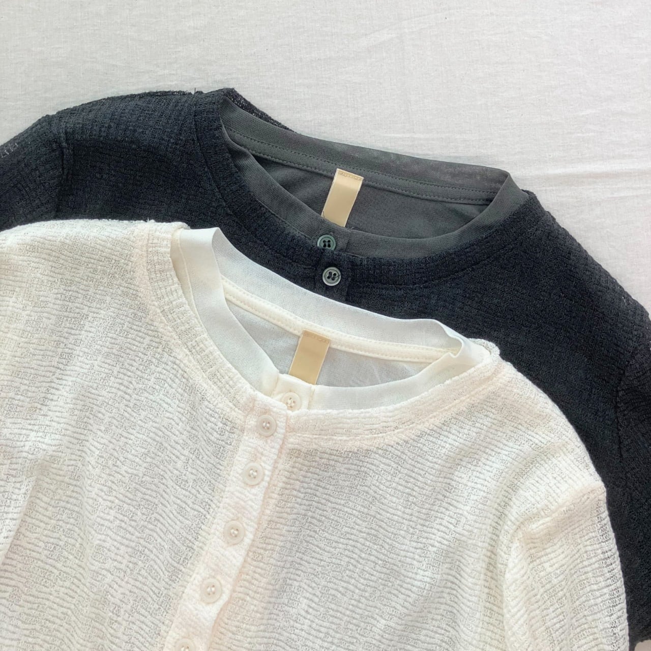 シアーヘンリーネックトップス アイボリー Free