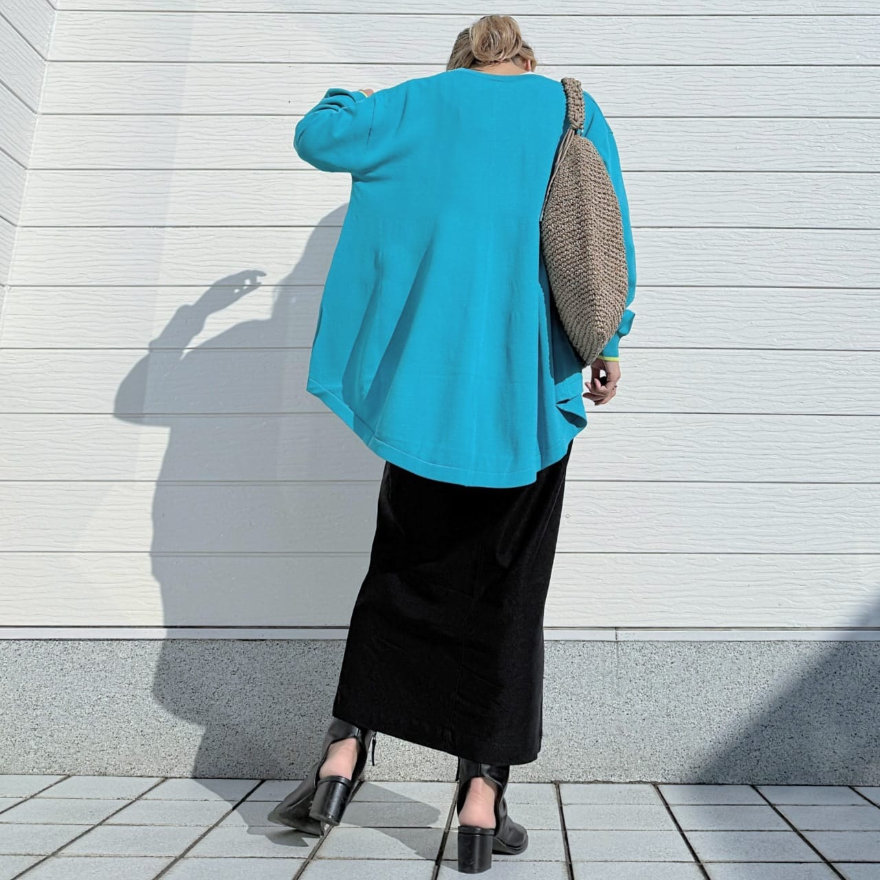 バイカラーラインフレアカーデ ターコイズブルー Free