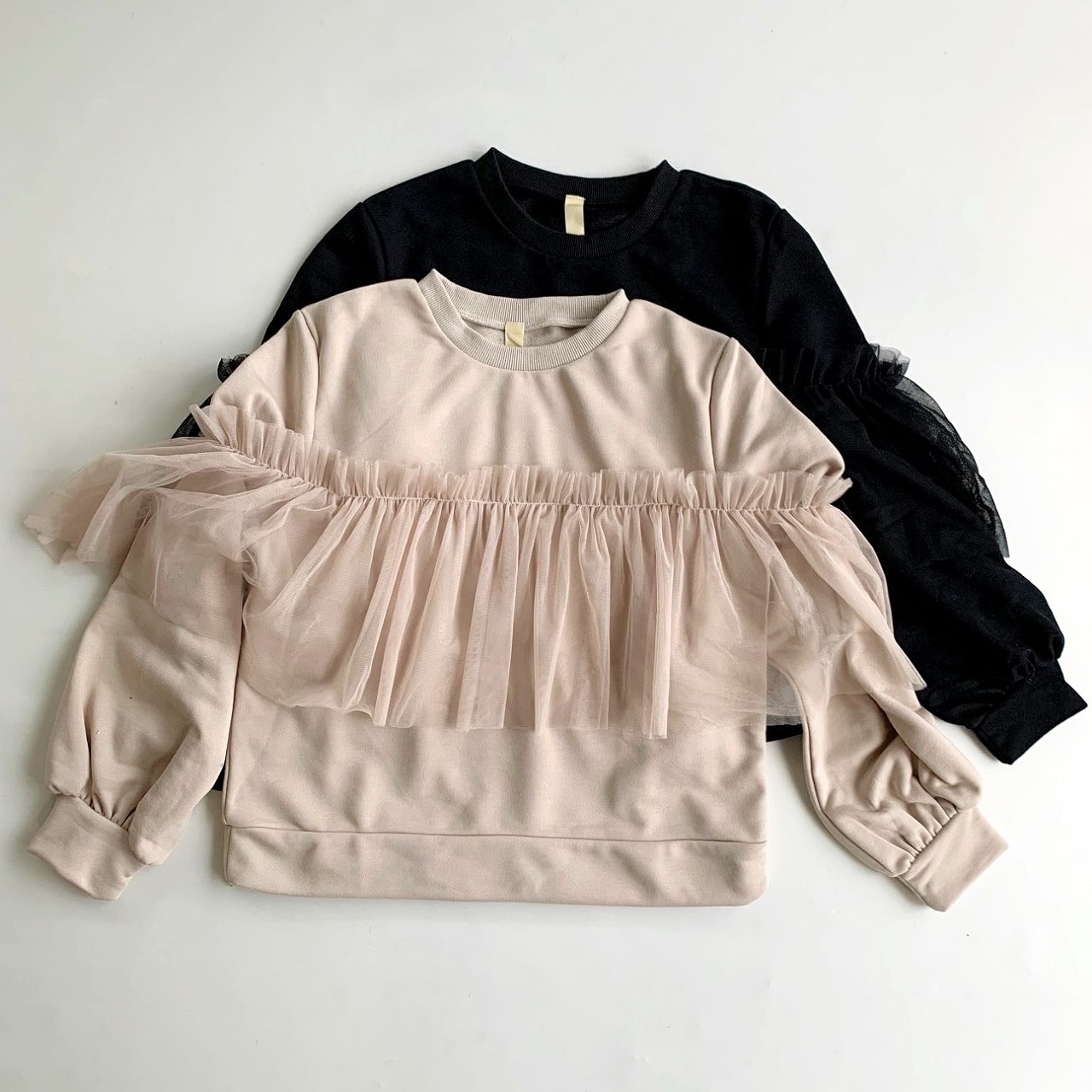 ミニ裏毛フリルトップス ベージュ Free