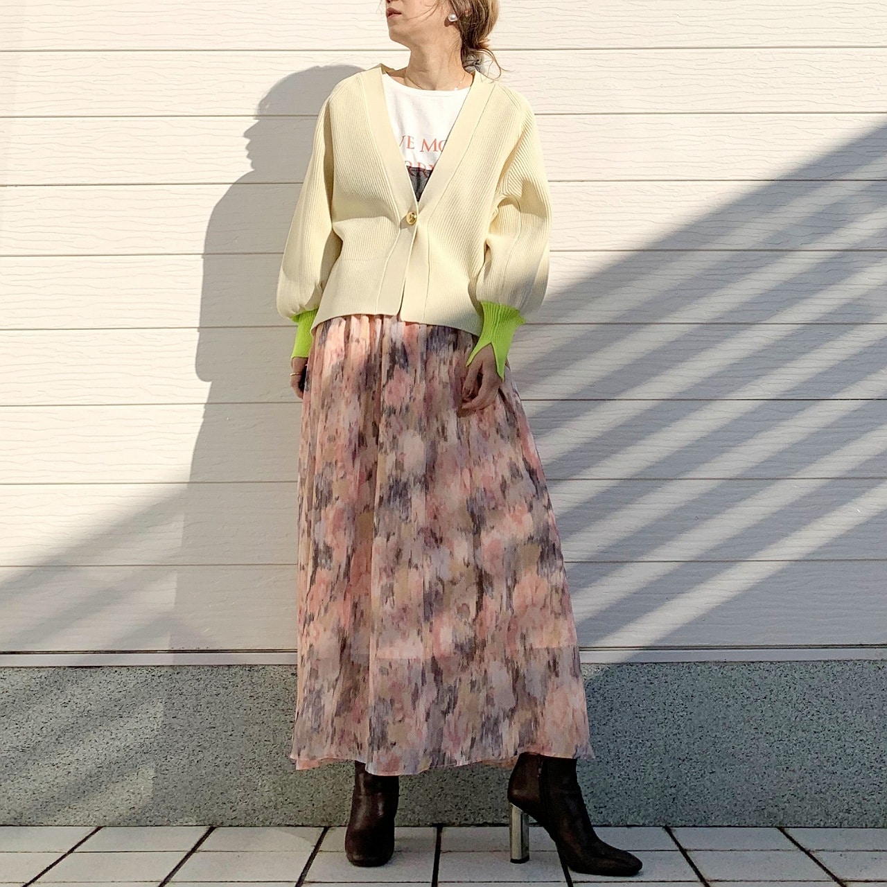 BIGボタン 片畦ドルマンカーデ アイボリー Free