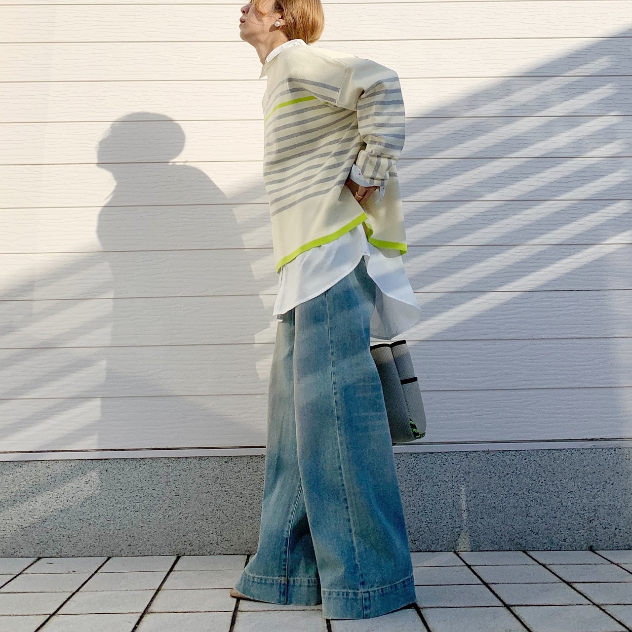 パネルボーダーニット ピンク Free