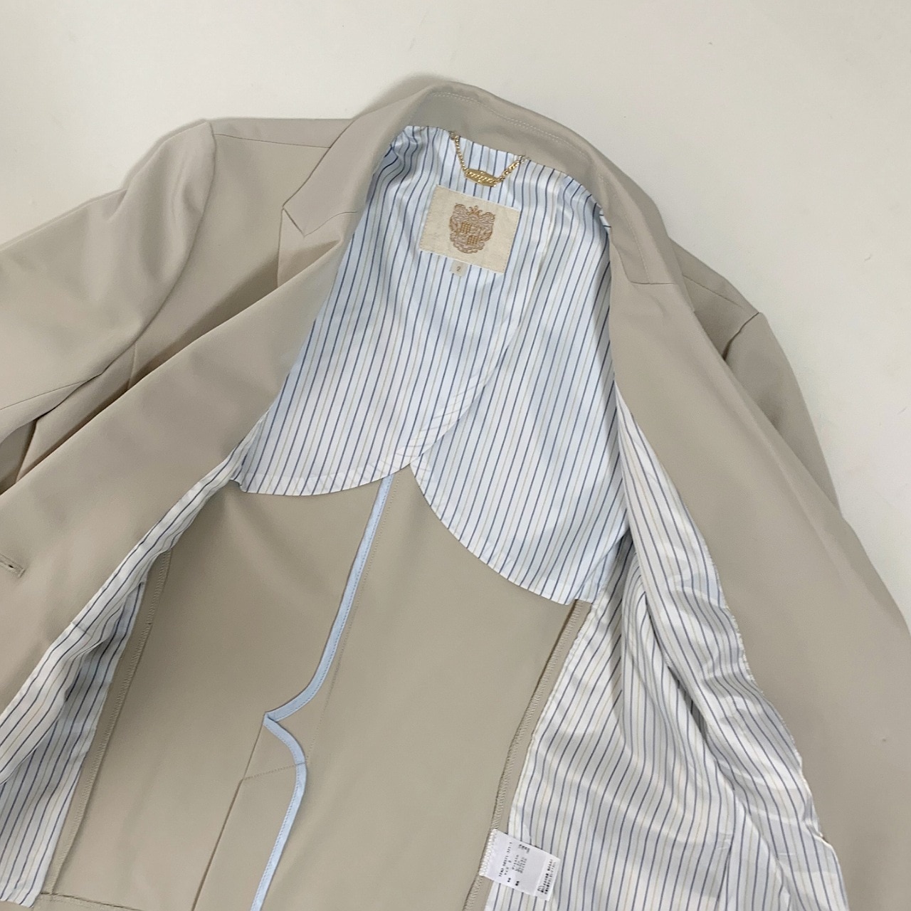 【セットアップ対応アイテム】TRストレッチピークドラぺルジャケット ライトベージュ Free