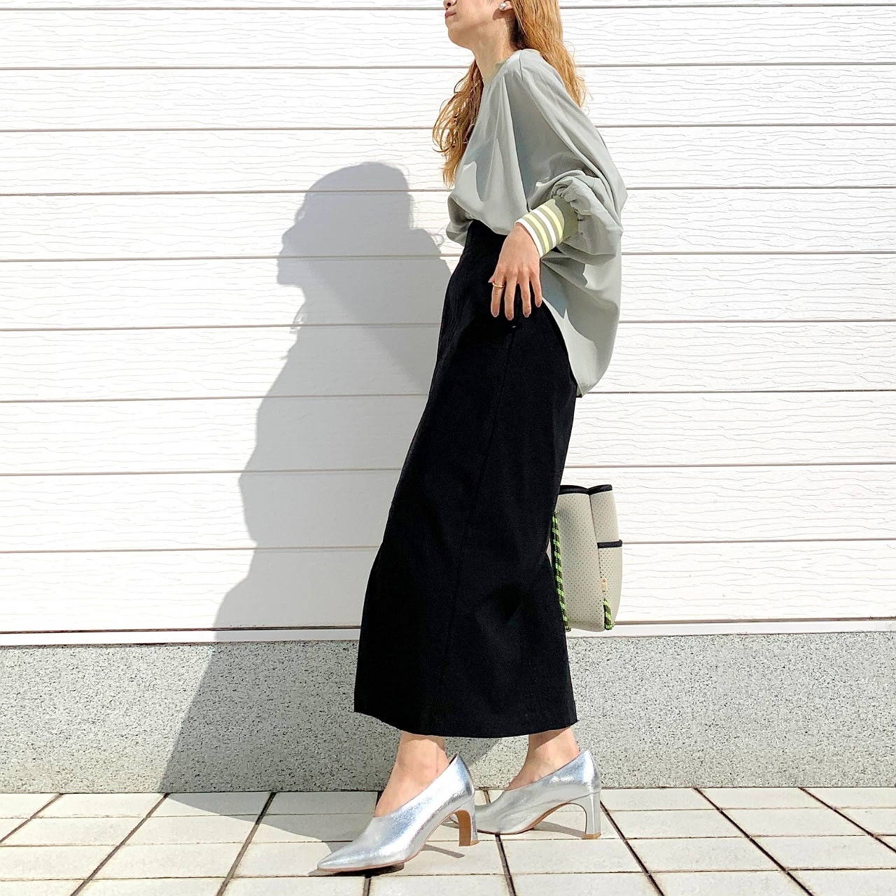 ドルマンリブブラウス カーキ Free