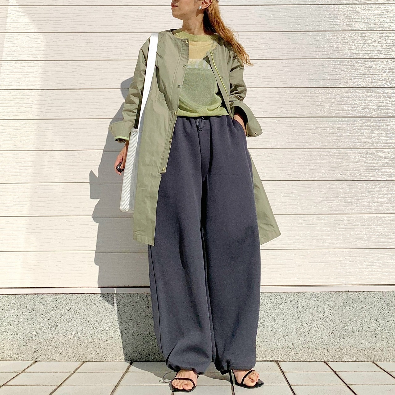 ノーカラードット釦コート ベージュ Free