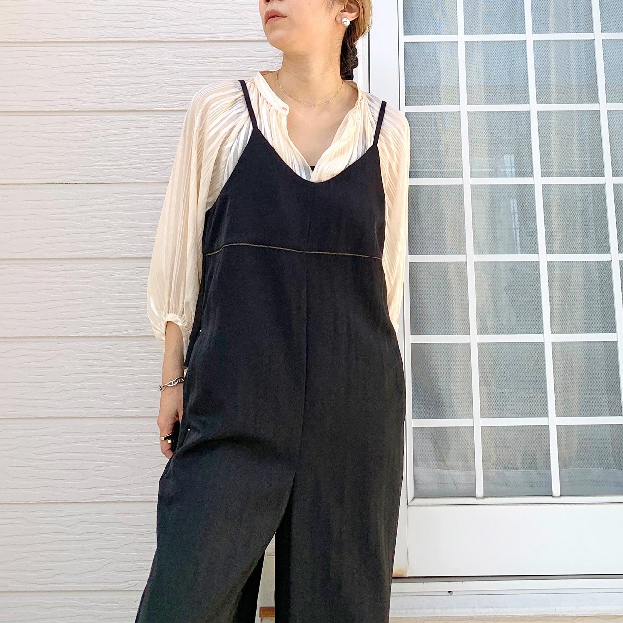 バックフリルキャミサロペット ライトブルー Free