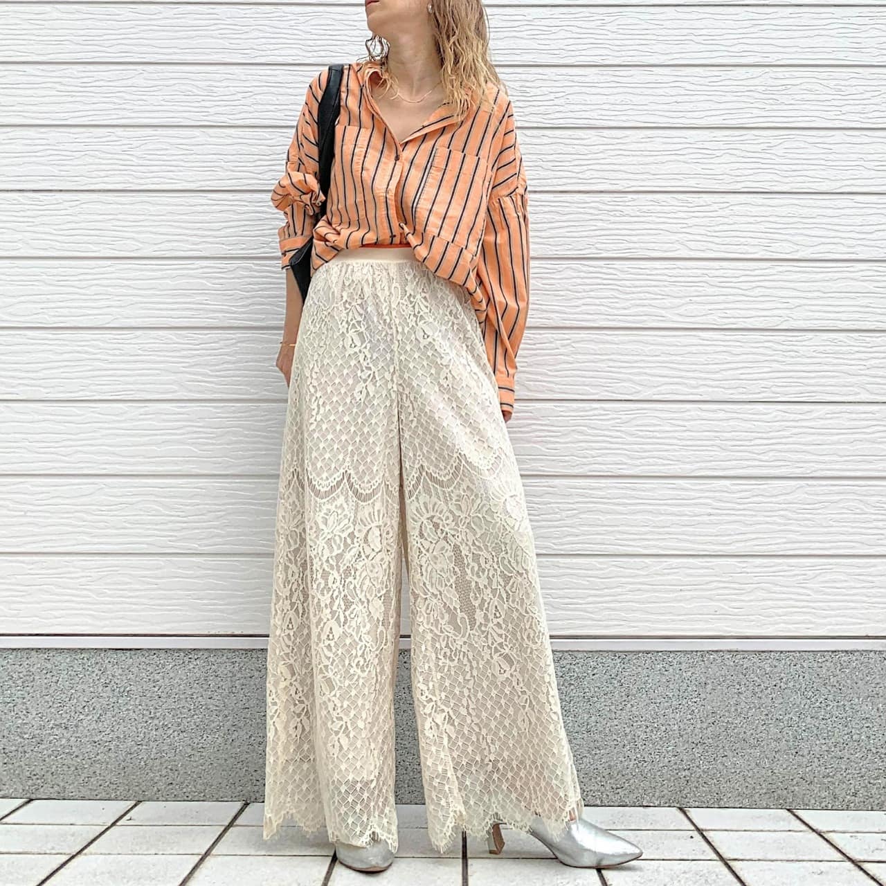 キャンブリックボイルマルチストライプシャツ ホワイト Free