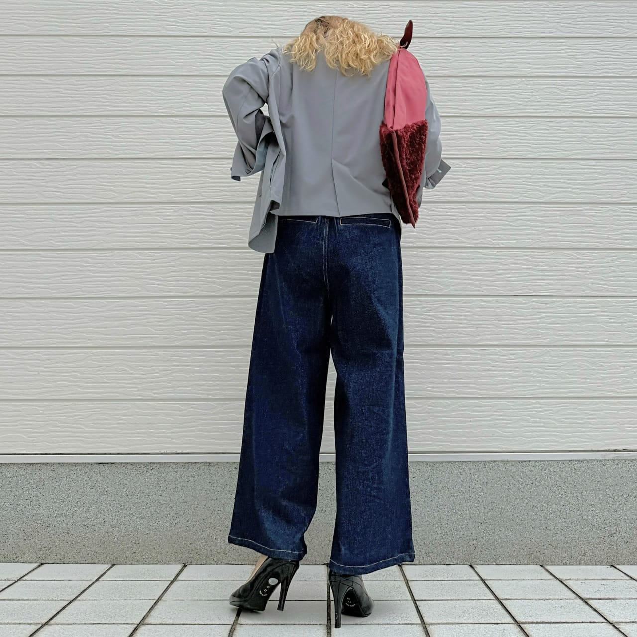 ダブルブレストバイカラージャケット キャメル Free