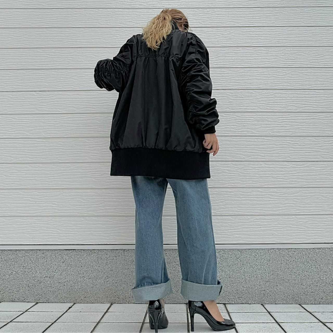 MA-1ギャザーブルゾン グレージュ Free