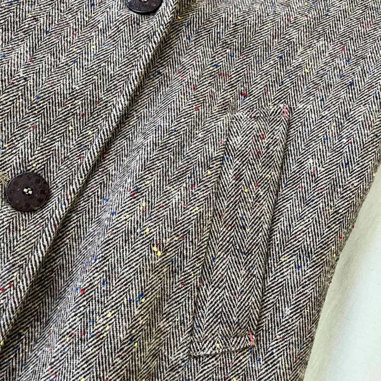 ヘリンボーンスタンドロングコート ブラウン Free