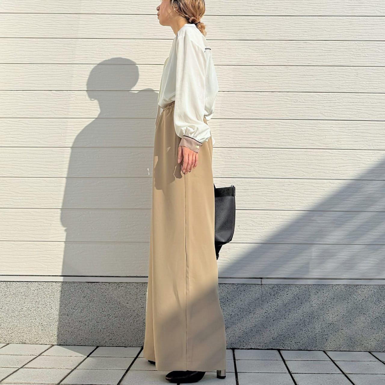 ラインボウタイブラウス テラコッタ Free