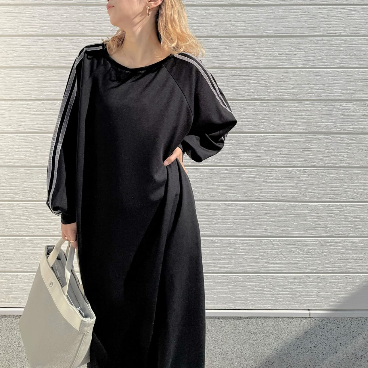 ソフトダンボールバイカラーラインワンピース カーキ Free