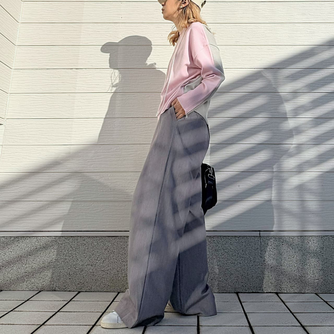 バイカラーZipニット ブルー Free