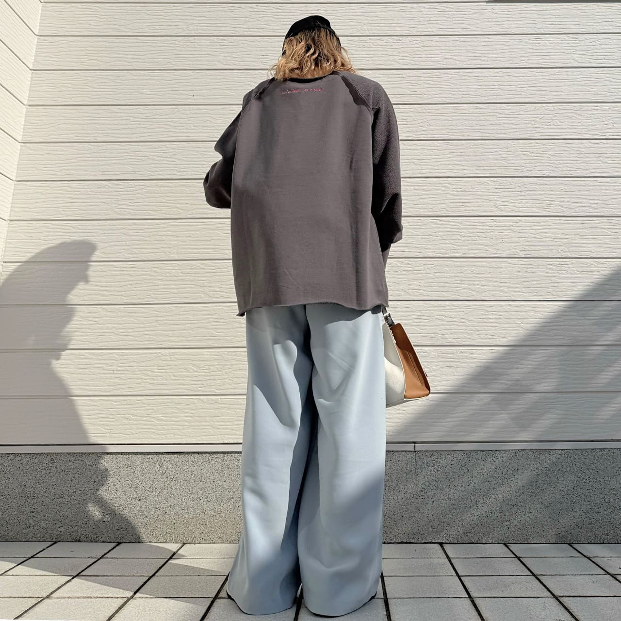 ボートネックラグラン裏毛トップス ライトグリーン Free