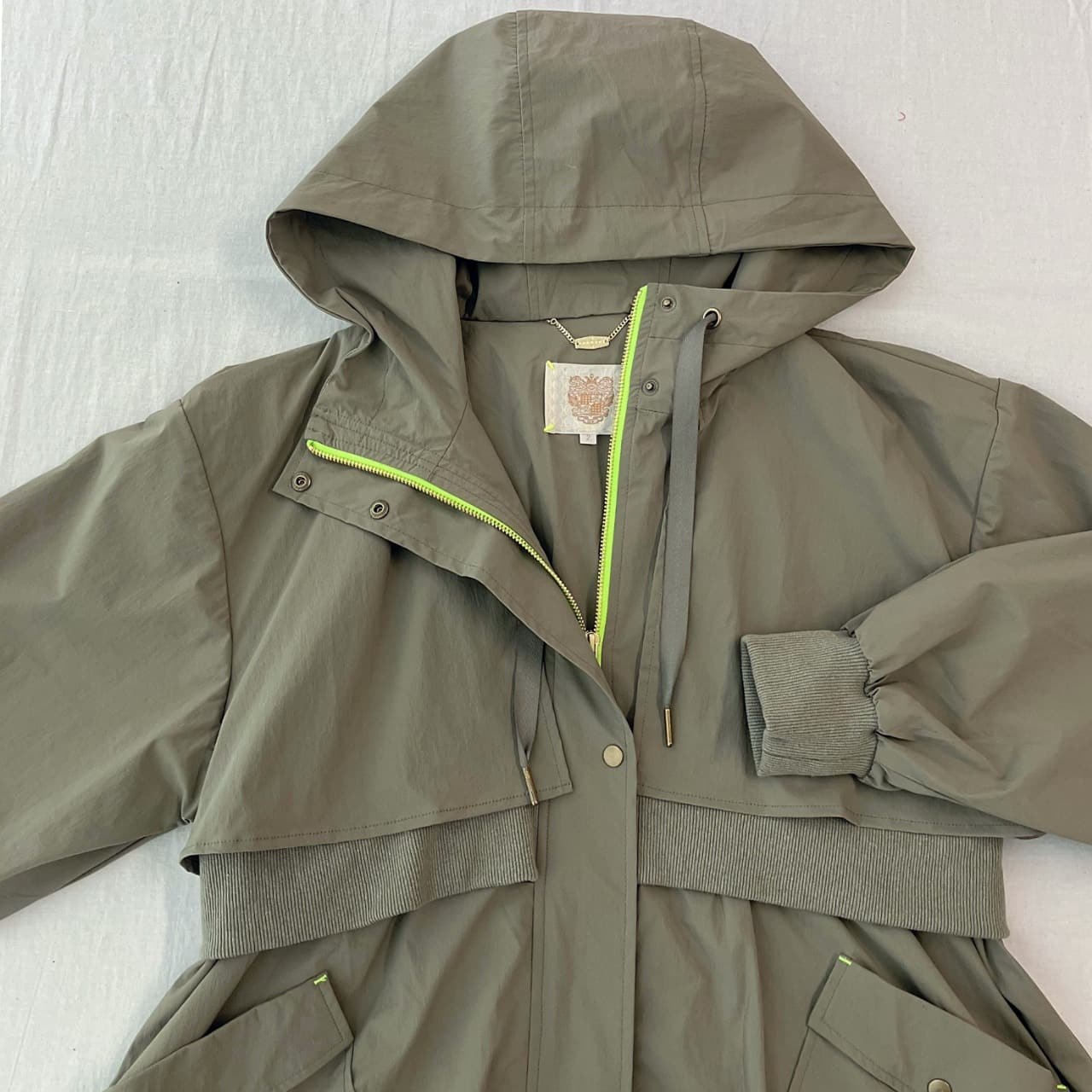 リブドッキングミリタリーコート カーキ Free