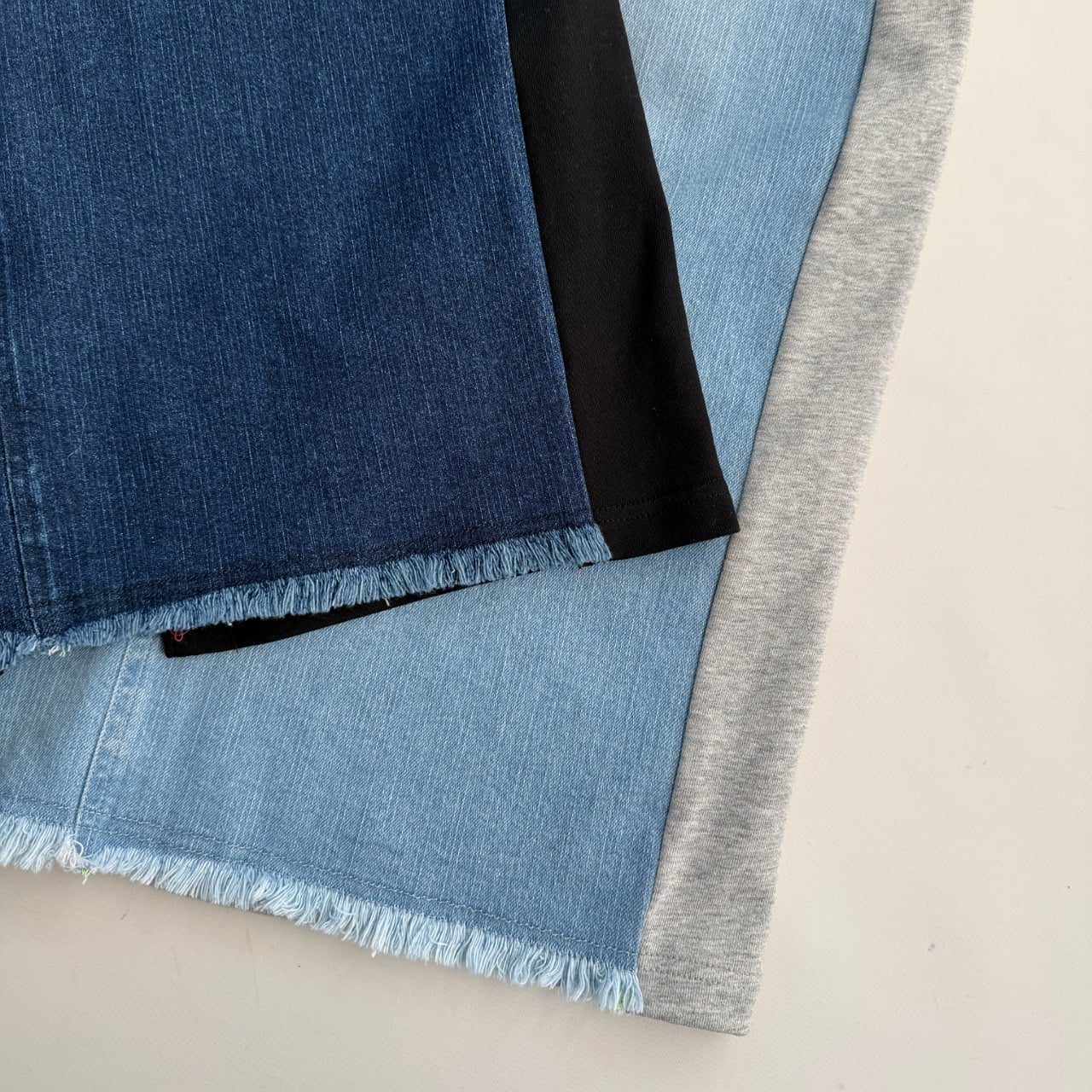 デニム裏毛ドッキングスカート ライトブルー Free