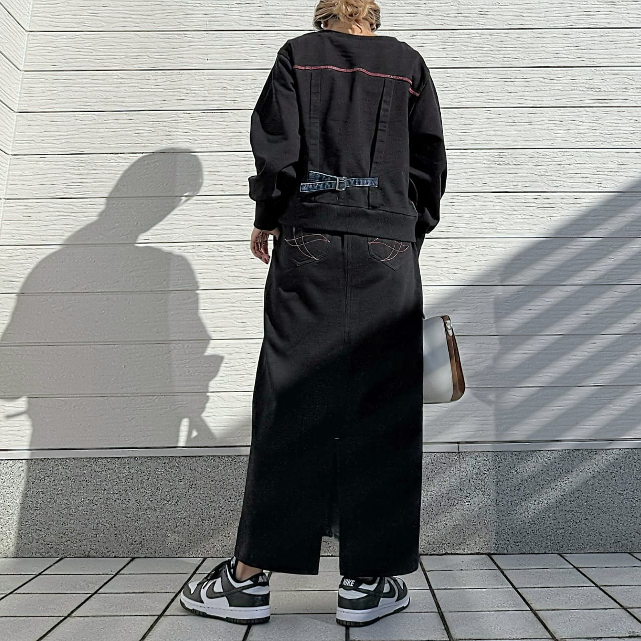 デニム裏毛ドッキングトレーナー ライトブルー Free