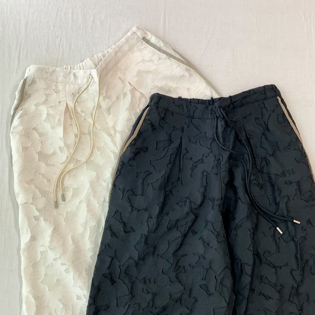 ジャガードワイドパンツ ホワイト Free