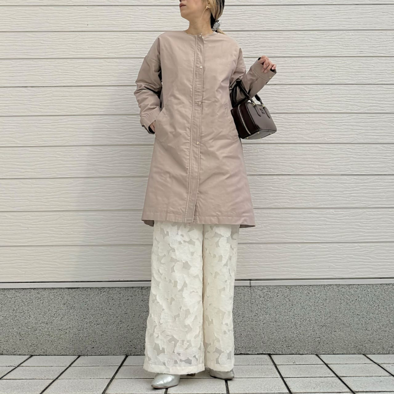 ノーカラーツイルコート ベージュ Free