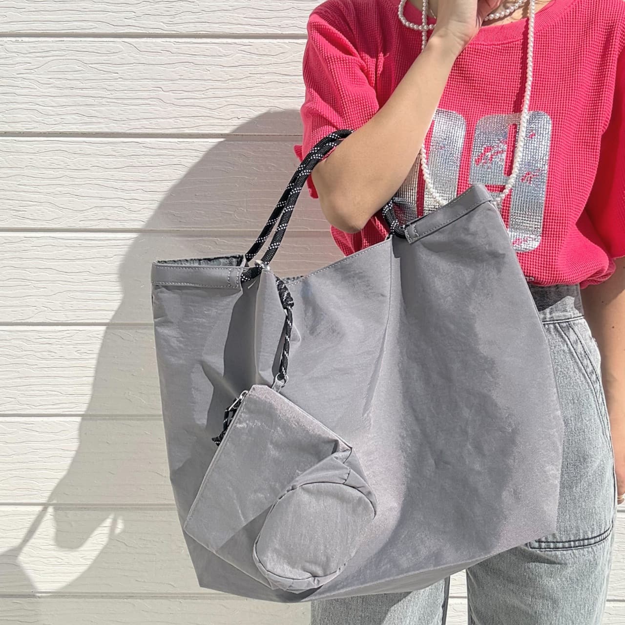 ナイロンパッカブルトート アイボリー Free