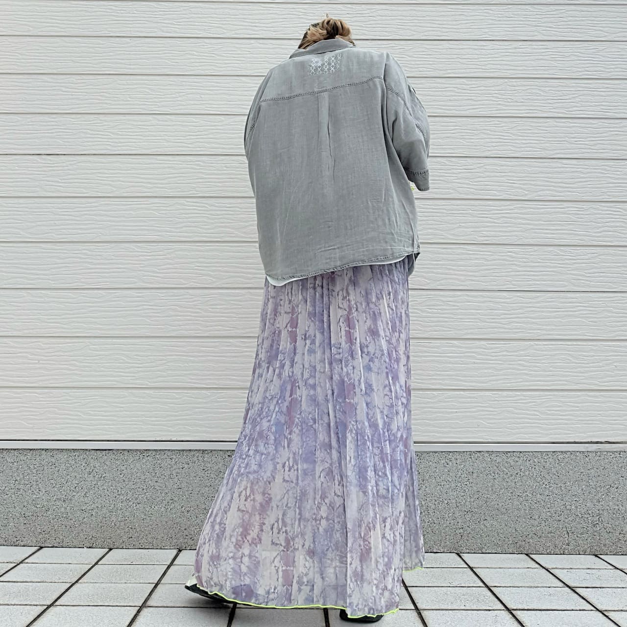 Qバックモノグラムテンセルデニムシャツ ブルー Free