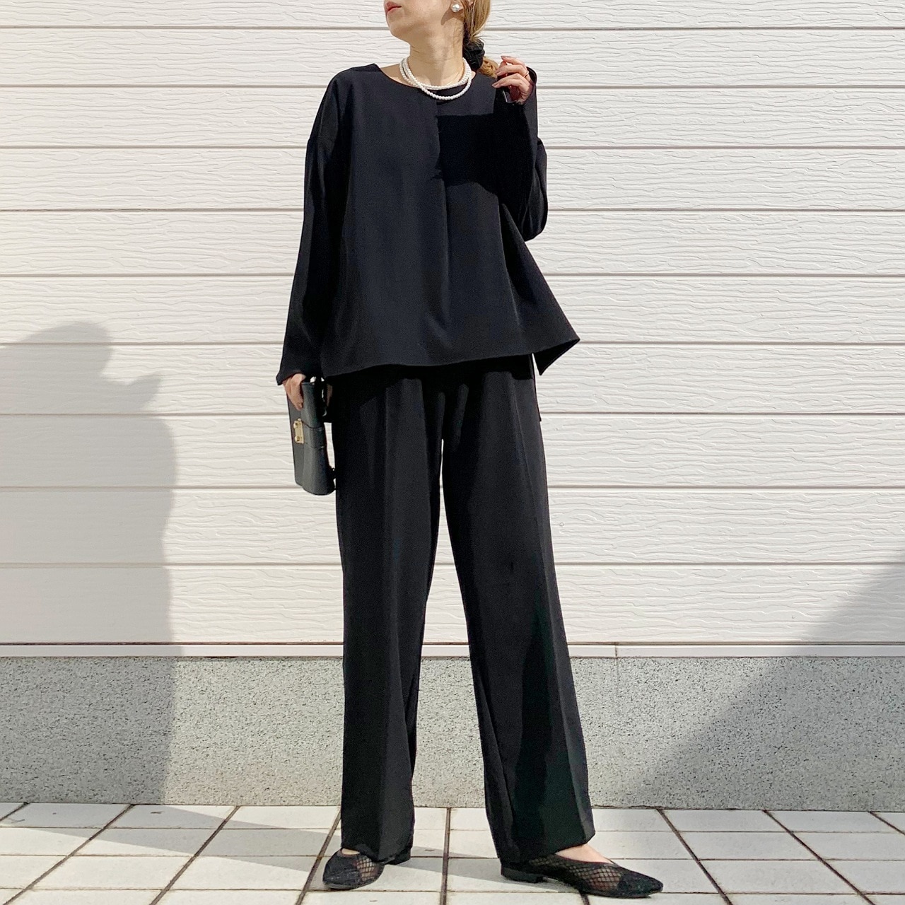 【セットアップ対応アイテム】クルーネック袖スリットブラウス ベージュ Free