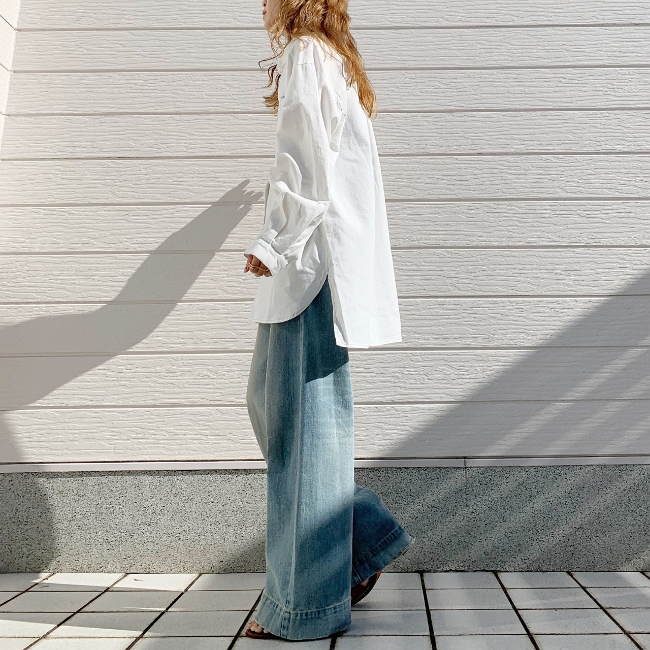 刺繍デニムシャツ インディゴ Free