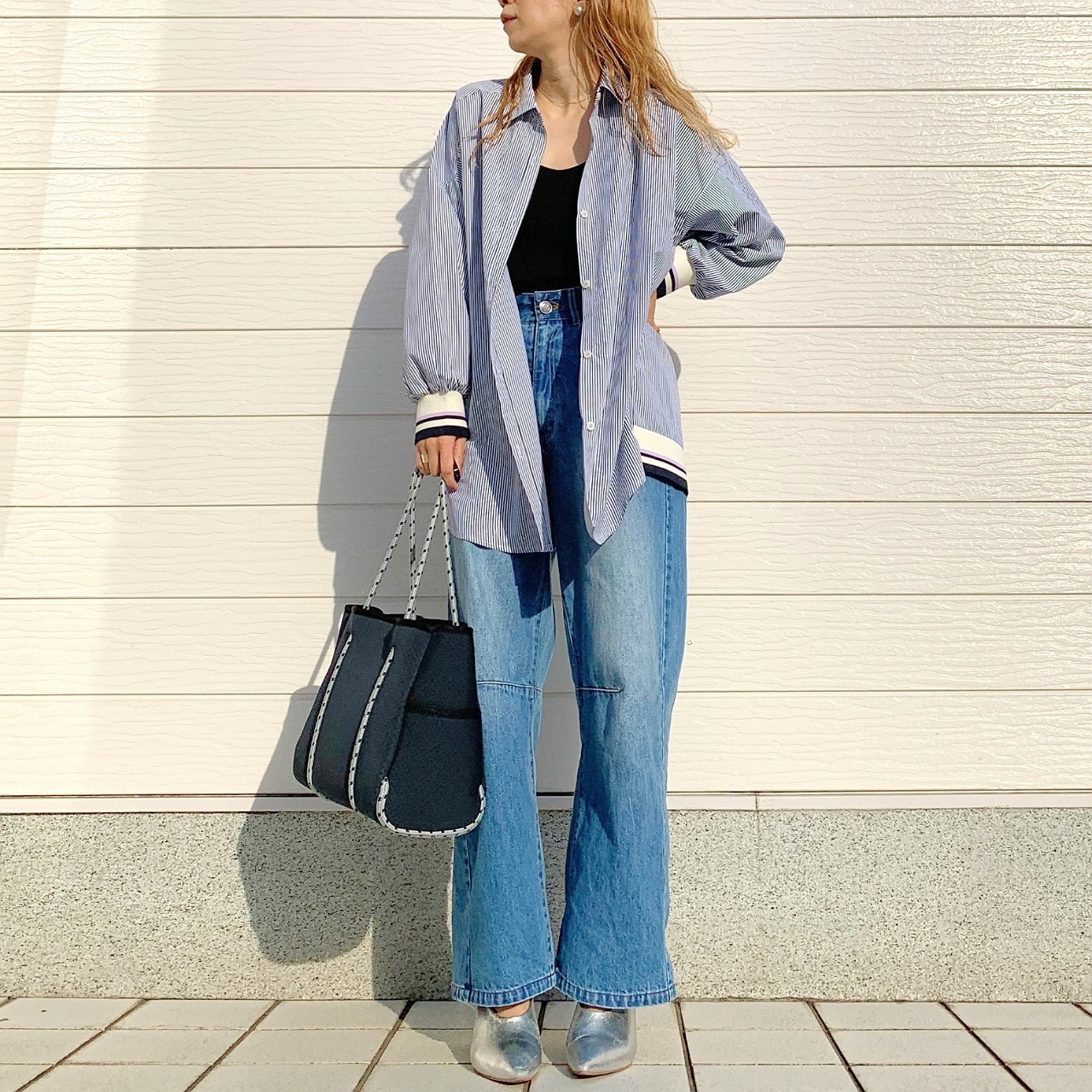 リブドッキングシャツ ホワイト Free