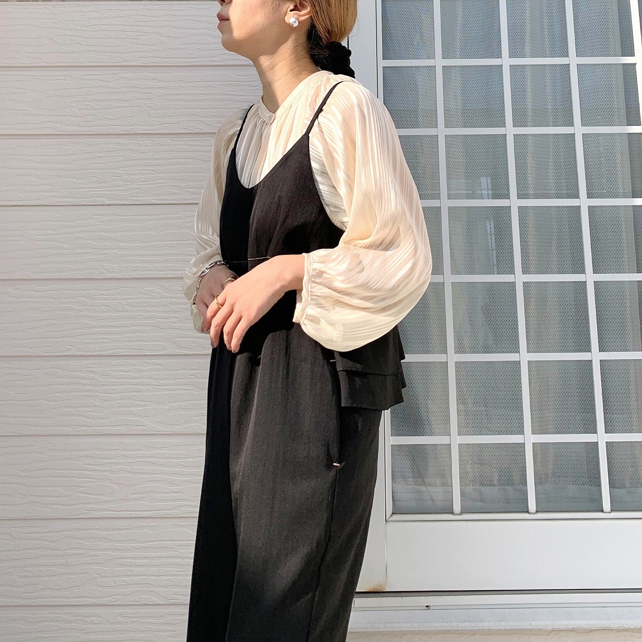 バックフリルキャミサロペット ライトブルー Free