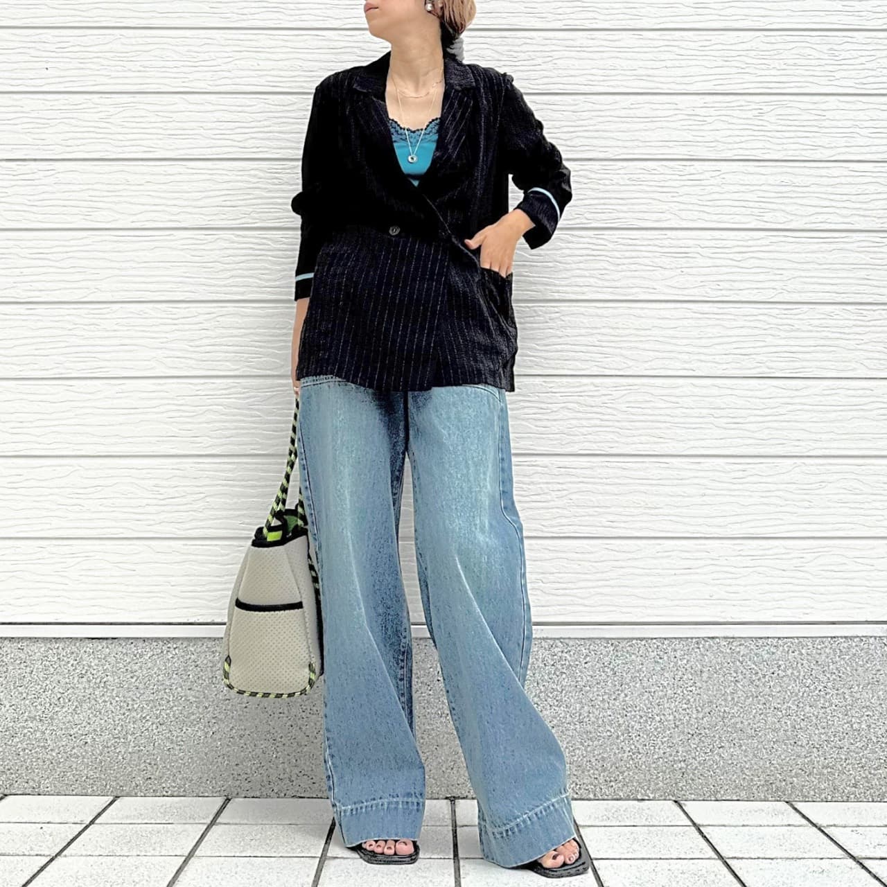 ダブルブレストリラックスジャケット ピンクベージュ Free